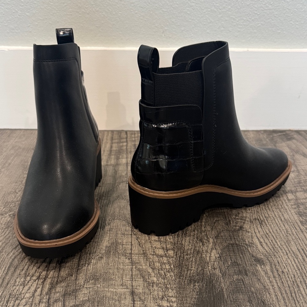 Soda Black Ankle Boots with Brown Sole